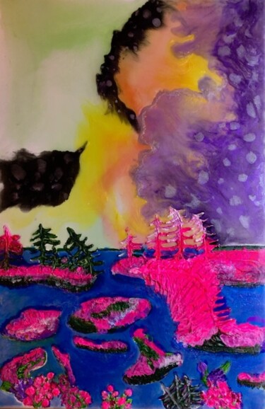 Peinture intitulée "Peinture abstraite…" par Florence Féraud-Aiglin, Œuvre d'art originale, Résine