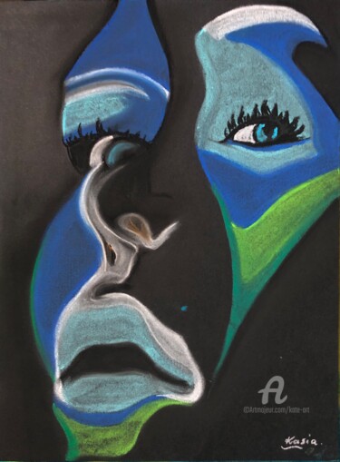 Sur le fond noir Drawing titled "Sur le fond noir" by Kate_art, Original Artwork, Pastel