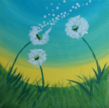 Peinture intitulée "Pissenlits" par Adrien C., Œuvre d'art originale, Acrylique