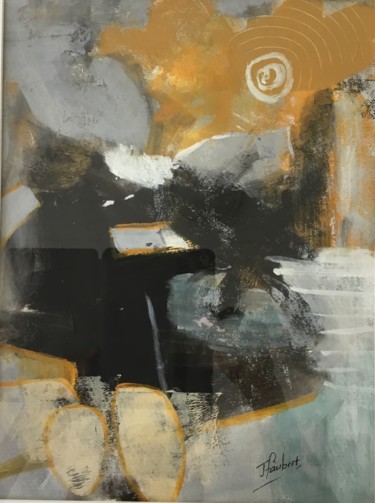 Composition jaune et gris Peinture intitulée "Composition jaune e…" par Jacqueline Faubert, Œuvre d'art originale, Acrylique