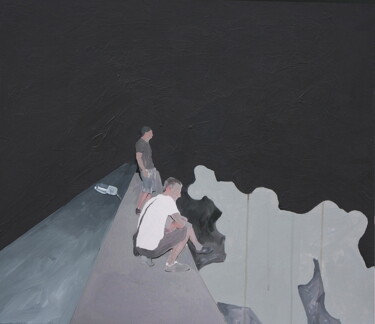 Schilderij getiteld "Observers" door Sasho Violetov, Origineel Kunstwerk, Acryl Gemonteerd op Frame voor houten brancard