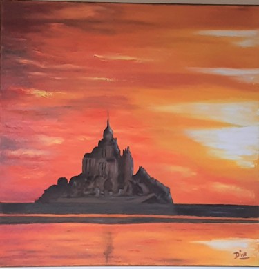 Peinture intitulée "Coucher de soleil s…" par Nadine Bichon, Œuvre d'art originale, Huile