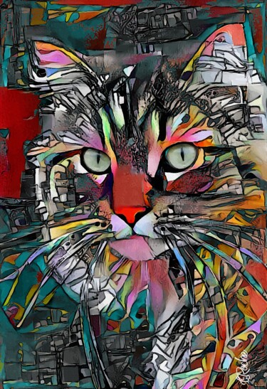 Tabata queen - Cat, mix media on panel - 70 x 48 cm