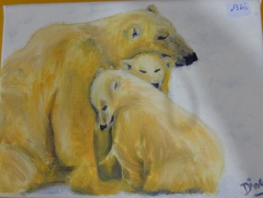 Peinture intitulée "Vite un câlin !" par Nadine Bichon, Œuvre d'art originale, Huile