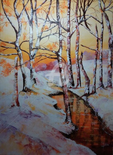 Peinture intitulée "lumiere du soir" par Anita Boche, Œuvre d'art originale, Acrylique