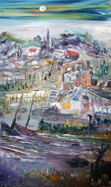 Peinture intitulée "Betwin mountain and…" par Pascal Jung, Œuvre d'art originale, Huile