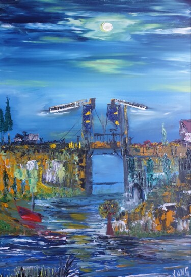 Peinture intitulée "LE PONT" par Pascal Jung, Œuvre d'art originale, Huile