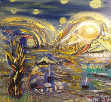Peinture intitulée "my night" par Pascal Jung, Œuvre d'art originale, Huile