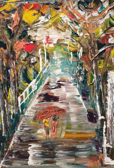 Peinture intitulée "ballade fleurie sou…" par Pascal Jung, Œuvre d'art originale, Huile