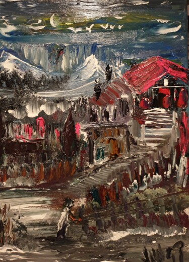 Peinture intitulée "The cabin" par Pascal Jung, Œuvre d'art originale, Huile
