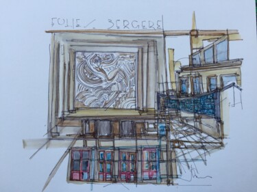 Dessin intitulée "Folie bergère" par Hartiste, Œuvre d'art originale, Aquarelle