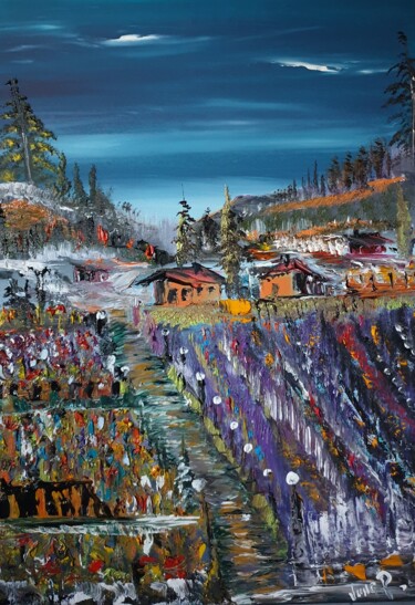 Peinture intitulée "LES CHALETS" par Pascal Jung, Œuvre d'art originale, Huile
