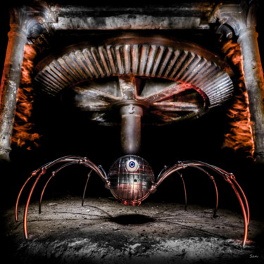 Fotografía titulada "Metal Spider" por San Art, Obra de arte original, Light Painting