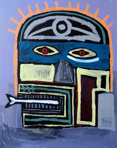 Pintura intitulada "MASQUE DE CATCH" por Mascarade, Obras de arte originais, Acrílico Montado em Armação em madeira