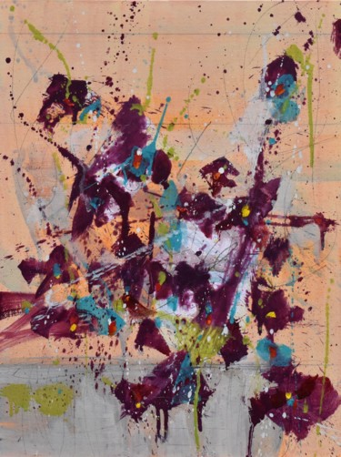Painting titled "Purple Clover - Abs…" by Cynthia Ligeros, Original Artwork, Oil