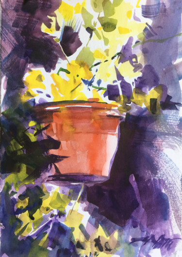 N°517 Fleur en contrejour - aquarelle 2019.06.19 绘画 标题为“N°517 Fleur en cont…” 由Alexandre Dumitrescu, 原创艺术品, 水彩