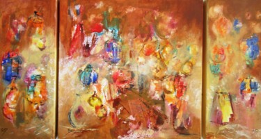 제목이 "Lumières"인 미술작품 Navema로, 원작, 아크릴 나무 들것 프레임에 장착됨