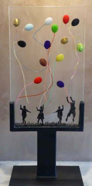 雕塑 标题为“Lâcher de ballon” 由Pierre Locci, 原创艺术品, 树脂
