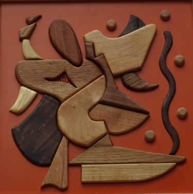Sculpture intitulée "je bosse !" par Sebastien Riga, Œuvre d'art originale, Bois