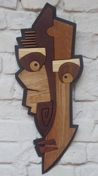 Sculpture intitulée "mask 2" par Sebastien Riga, Œuvre d'art originale, Bois