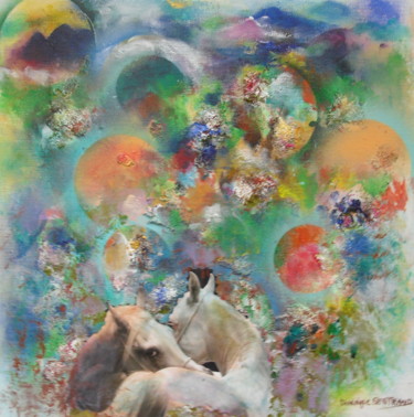 「Deux chevaux - tend…」というタイトルの絵画 Dominique Bertrandによって, オリジナルのアートワーク, アクリル