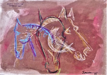 Dessin intitulée "Chevaux triphasés c…" par Servin, Œuvre d'art originale, Pastel
