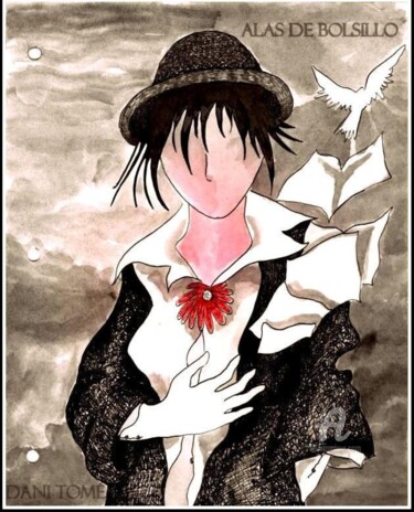 图画 标题为“Alas de bolsillo” 由Daniela Karina Tomé, 原创艺术品, 墨