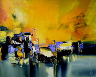 Painting titled "L'azur éternel" by Muriel Cayet, Original Artwork, Acrylic Mounted on Wood Stretcher frame