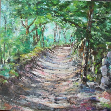 Painting titled "CHEMIN CREUX - SALE…" by Dominique Creuzet, Original Artwork, Oil