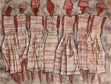 SUR UN AIR DE MUSIQUE #artistsupportpledge Painting titled "SUR UN AIR DE MUSIQ…" by Christiane Guerry, Original Artwork, Collages