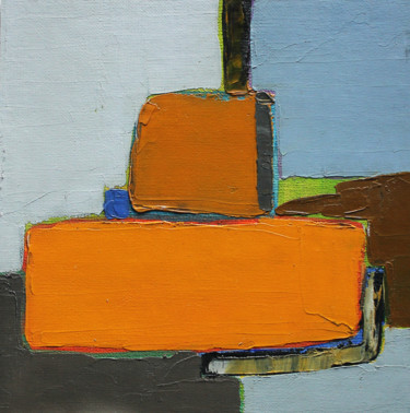 Peinture intitulée "Abstraction bleue" par Frédérique Marteau, Œuvre d'art originale, Huile Monté sur Panneau de bois