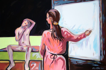 Painting titled "Round about midnight" by Rita Pranca, Original Artwork, Acrylic