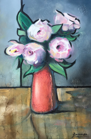 Painting titled "5Roses#artistsuppor…" by René Barranco, Original Artwork, Oil