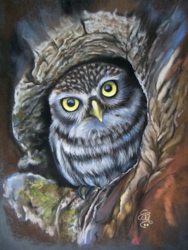 Painting titled "Athéna #ArtistSuppo…" by Christine Mergnat, Original Artwork, Pastel