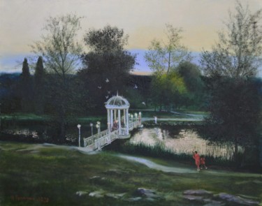 제목이 "Evening Pond"인 미술작품 Ivan Ormanzhi로, 원작, 기름