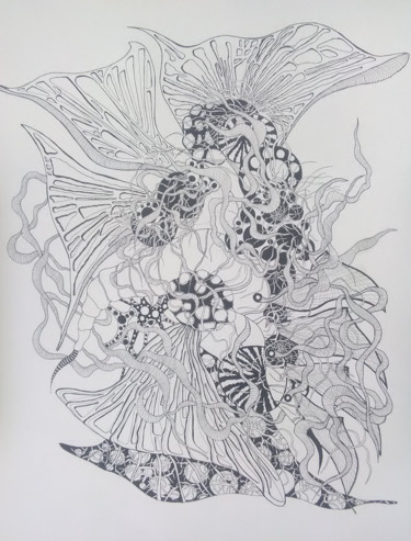 Drawing titled "post anthropocène n…" by Christophe Gueraut, Original Artwork, Marker