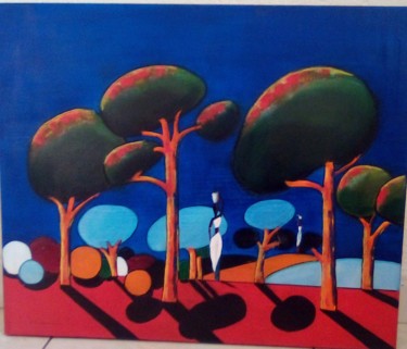 Peinture intitulée "promenade sous les…" par Claudie Thedevuide, Œuvre d'art originale, Huile