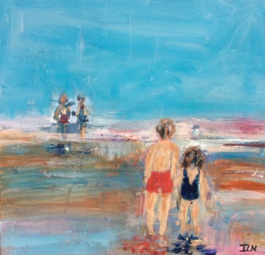 Peinture intitulée "Petite plage 1" par Isabelle Nativelle, Œuvre d'art originale, Acrylique