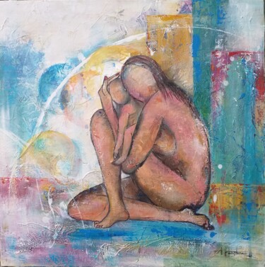 MERE ET ENFANT Peinture intitulée "MERE ET ENFANT" par Bea Madelenat, Œuvre d'art originale, Collages Monté sur Châssis en bois