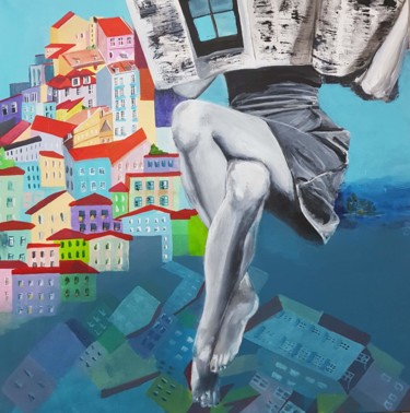 Painting titled "City news" by Margarida Cardoso, Original Artwork, Acrylic