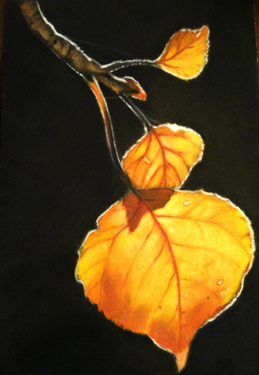 gouttes d'or #ArtistSupportPledge Painting titled "gouttes d'or #Artis…" by Christine Mergnat, Original Artwork, Pastel
