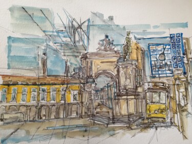 Dessin intitulée "Lendas de Lisboa" par Hartiste, Œuvre d'art originale, Aquarelle