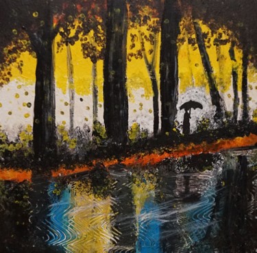Peinture intitulée "Jour de Pluie" par Adrien C., Œuvre d'art originale, Acrylique
