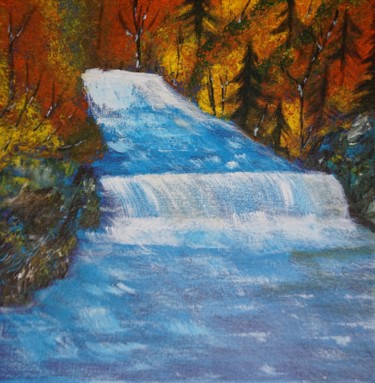 Peinture intitulée "Rivière D'Automne" par Adrien C., Œuvre d'art originale, Acrylique