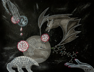 Drawing titled "PANDEMIA 2020 #Arti…" by Emmanuelle Menny Fleuridas, Original Artwork, Pencil
