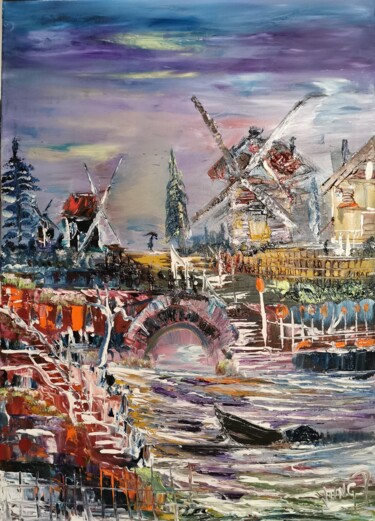 Peinture intitulée "LE MOULIN DE LA ROC…" par Pascal Jung, Œuvre d'art originale, Huile
