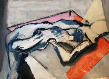 Peinture intitulée "La tête ailleurs" par Martin Jobert, Œuvre d'art originale, Huile