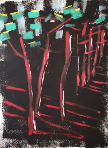 Peinture intitulée "Pinède noire" par Martin Jobert, Œuvre d'art originale, Acrylique