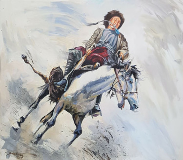 Peinture intitulée "Kirghize 1" par Agnès Borg-Burglen, Œuvre d'art originale, Huile Monté sur Châssis en bois