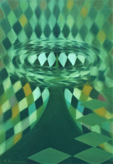 Painting titled "Reflet d'Arlequin" by Xavier Froissart, Original Artwork, Oil